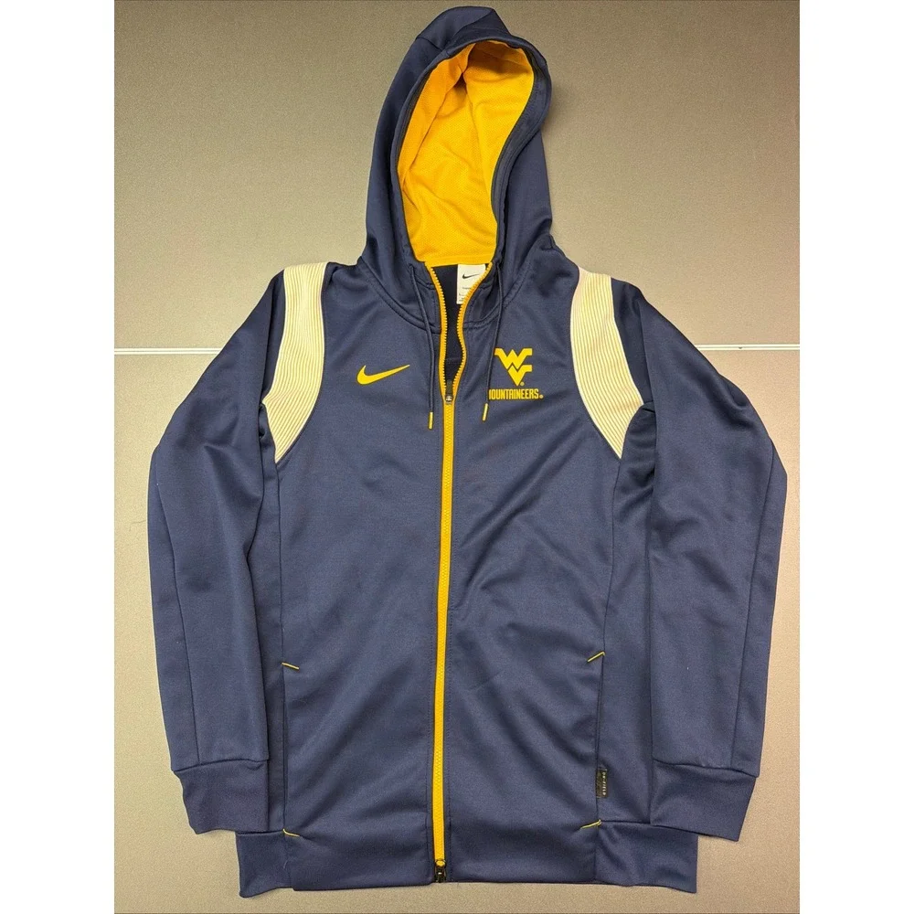 Nike West Virginia Mountaineers WVU Full Zip Hooded Jacket Sz S On Field Thermal